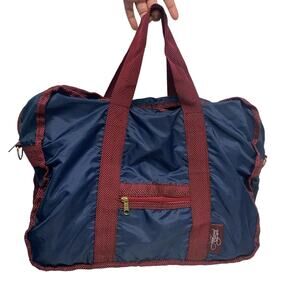 Vintage Hollywood Park Blue Burgundy Light Duffle Bag